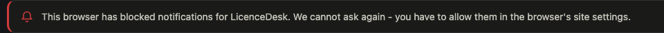 The push status bar showing notifications blocked by the browser